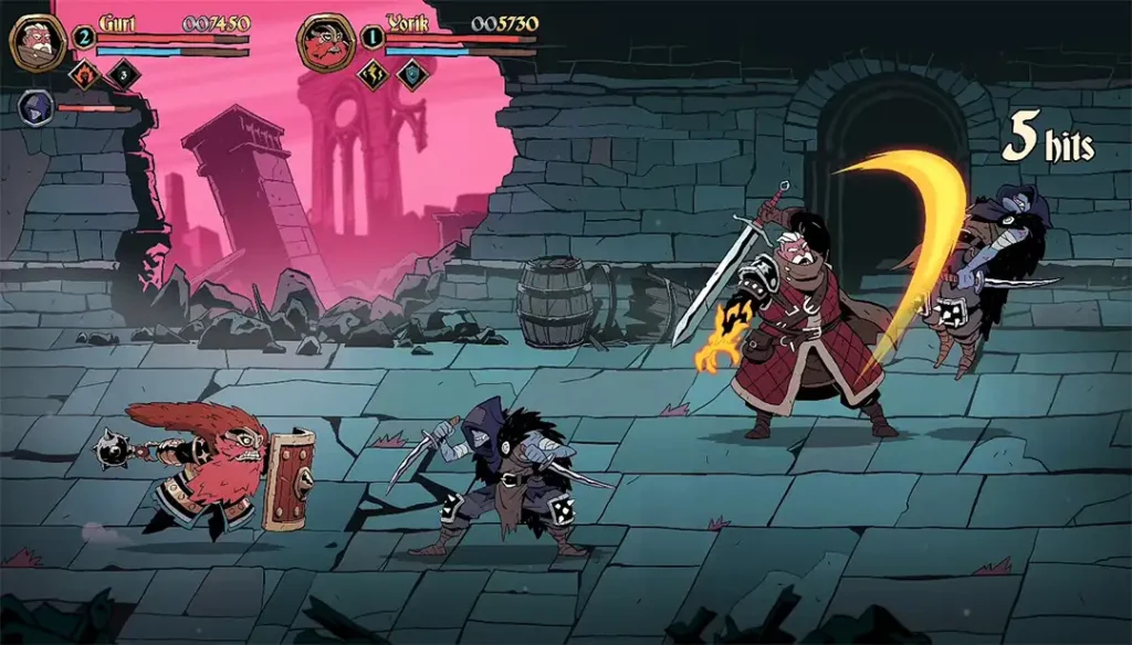 Una ilustración por Maxime Mary, mostrando su visión temprana de como Absolum se vería en acción.