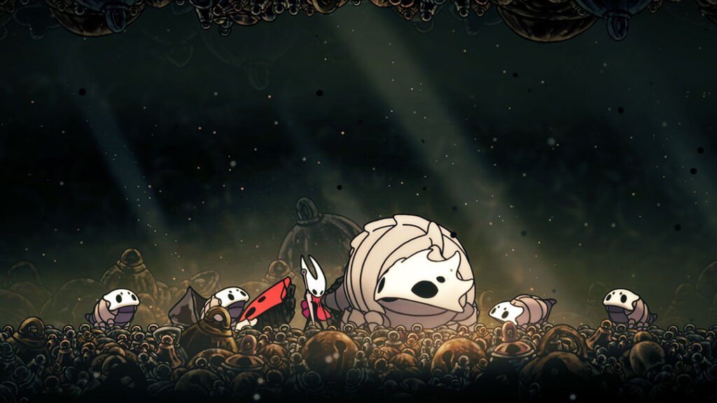 Captura de pantalla de Silksong mostrando una escena temprana en el tercer acto.