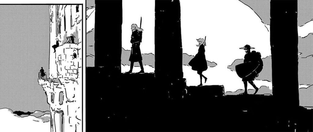 Eriquo, Lilicen y Yuva toman un descanso en la Torre del Dragón.